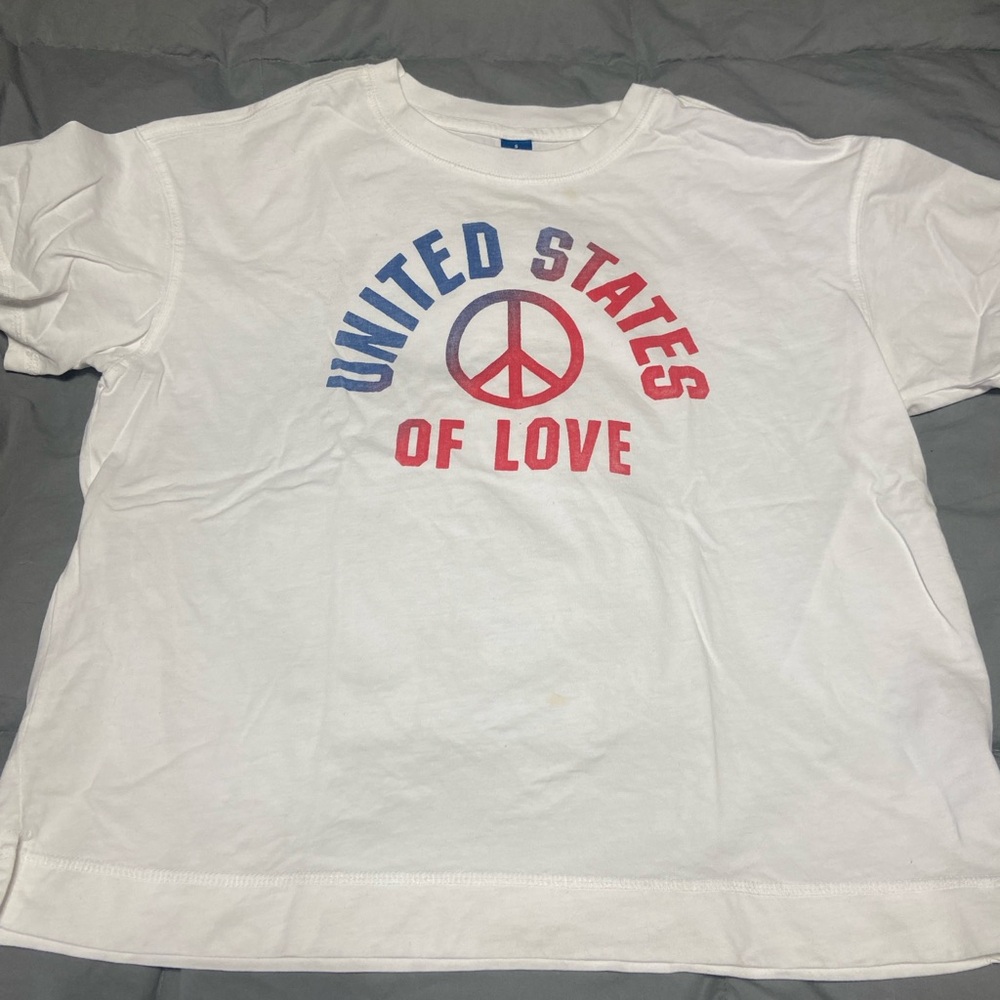 White Graphic T-Shirt with Peace Sign